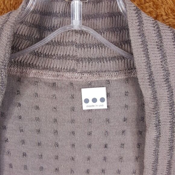 THREE DOTS Sweater Womens XS Tan Cardigan Open Knit Draped Lightweight Stretch - Picture 2 of 7